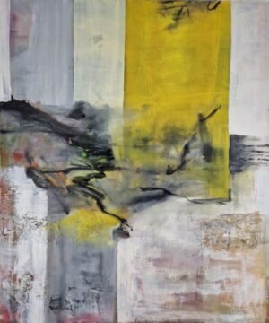 Irene Hintmann Klotz Collage Gelb-Schwarz-Weiss